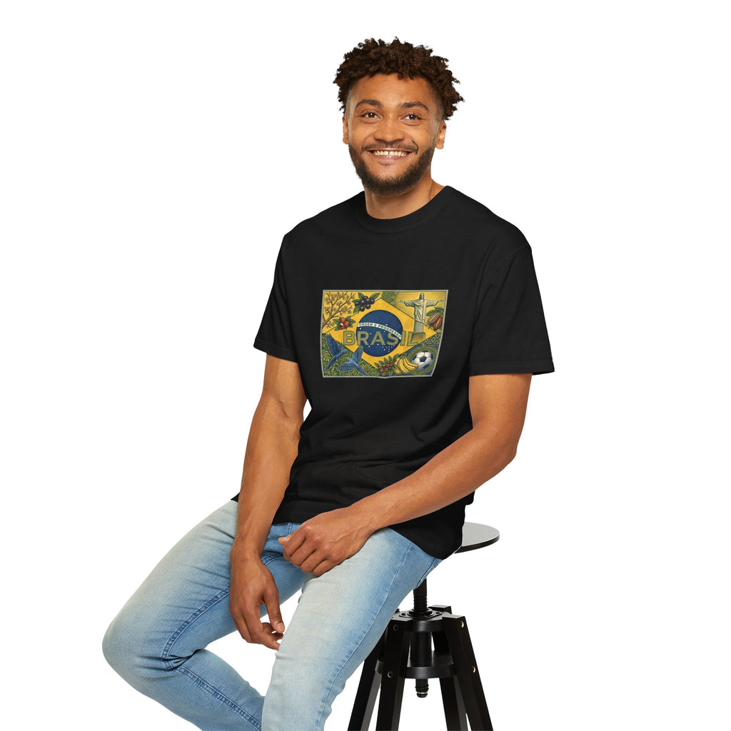 Brazil Flag Vintage Soccer T-Shirt — Brasil Graphic Tlee
