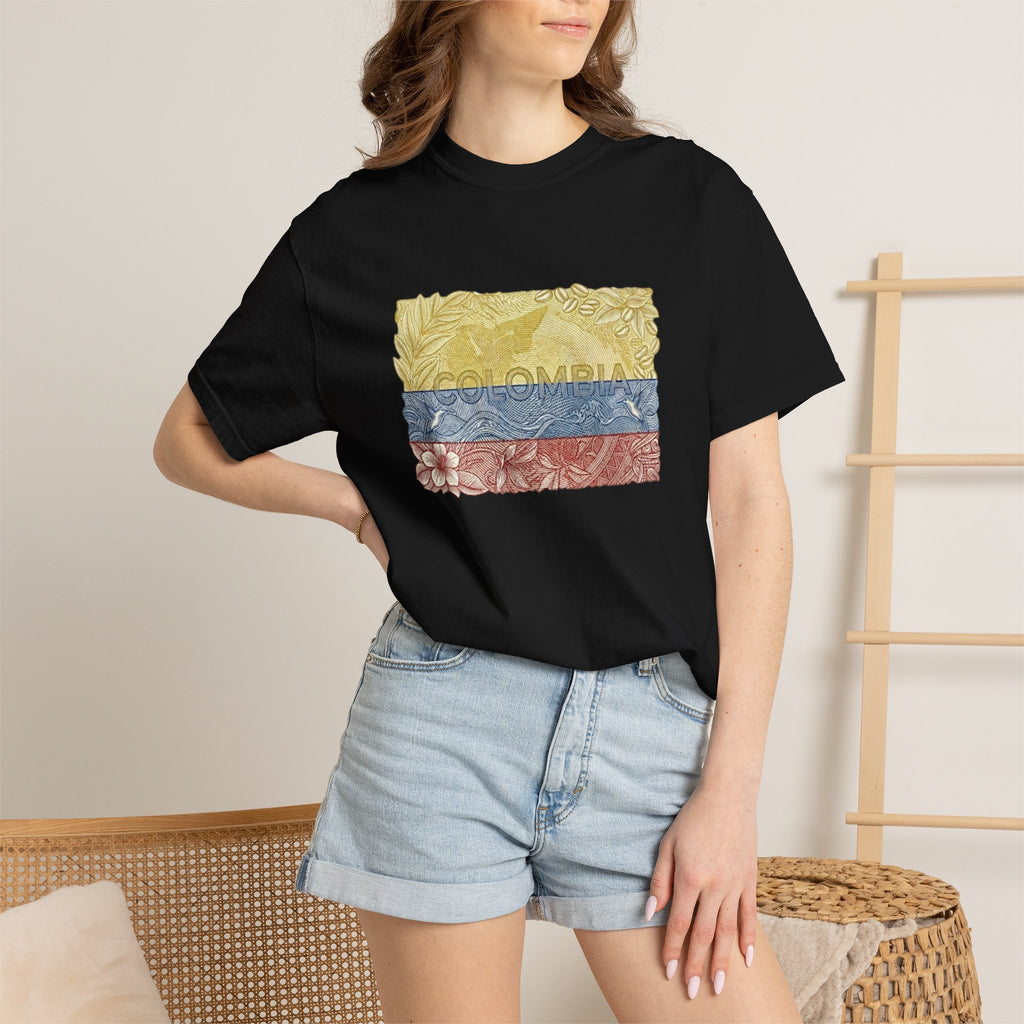 T-Shirt — COLOMBIAN Flag Floral Graphic (Yellow Blue Red)