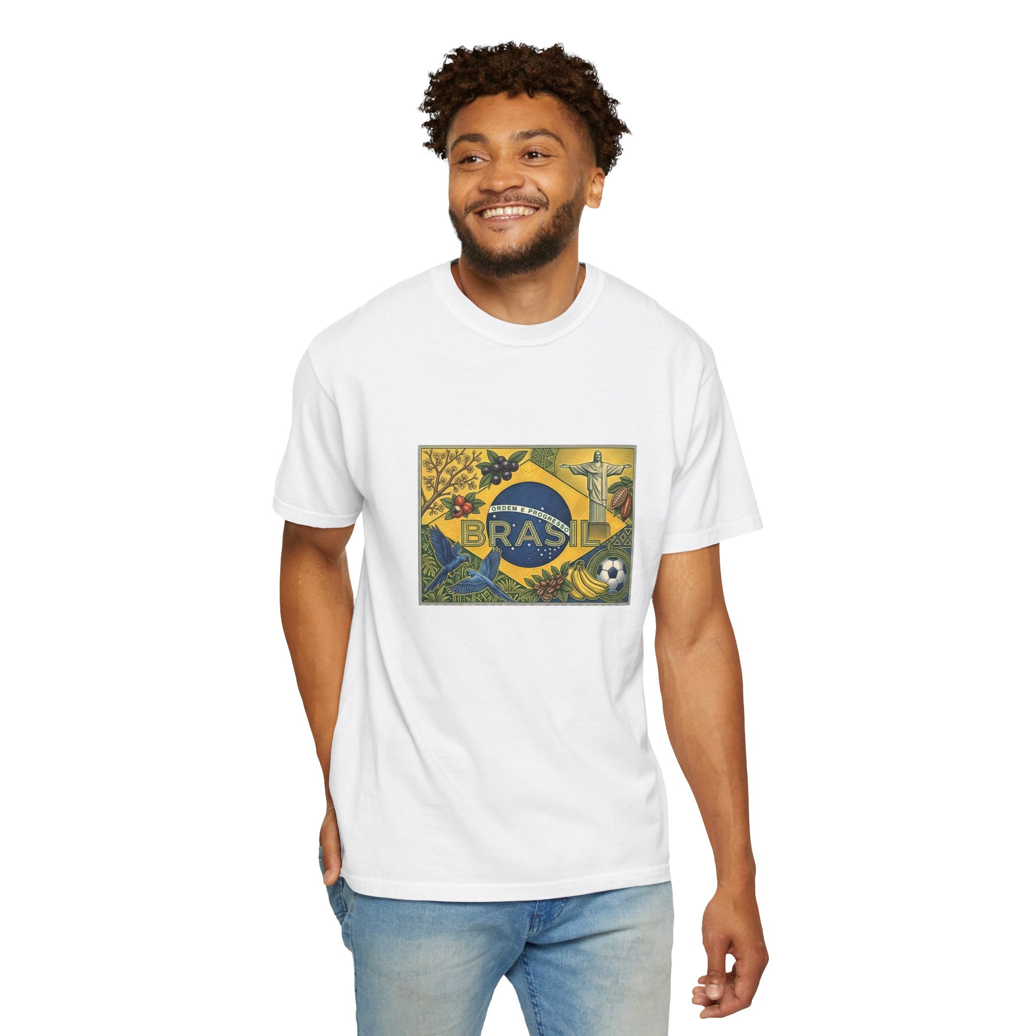 Brazil Flag Vintage Soccer T-Shirt — Brasil Graphic Tlee