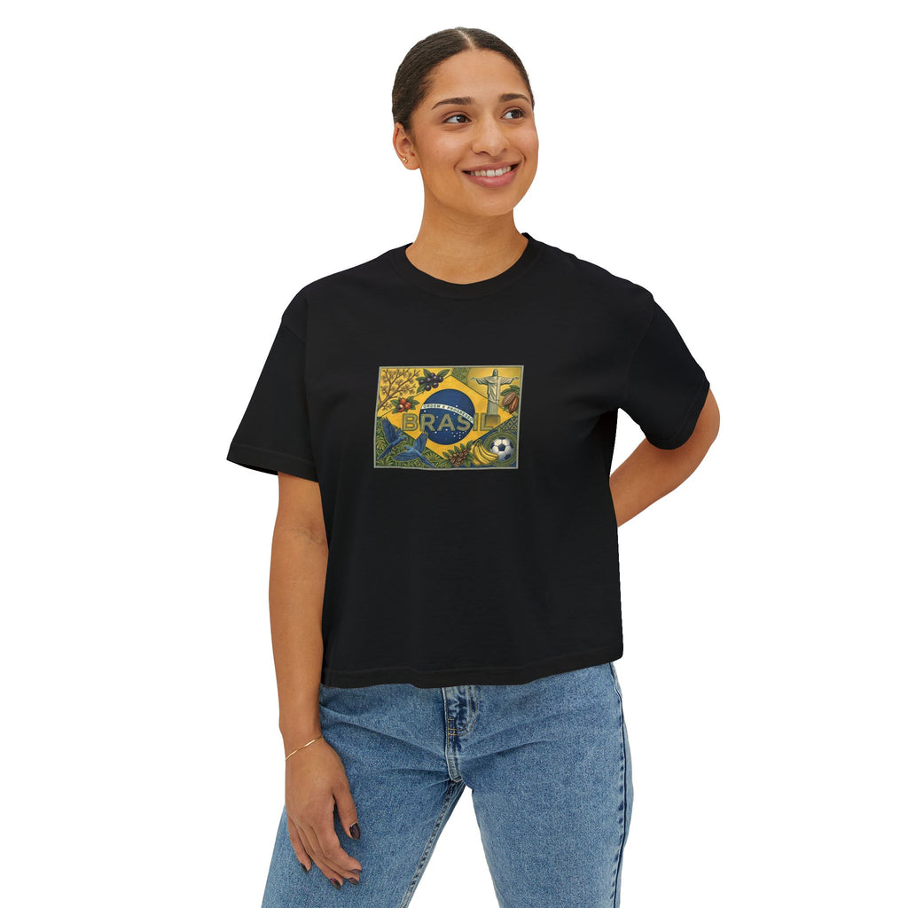 Brazil Soccer Pride Boxy Tee — Women's Casual Football Fan Shirt