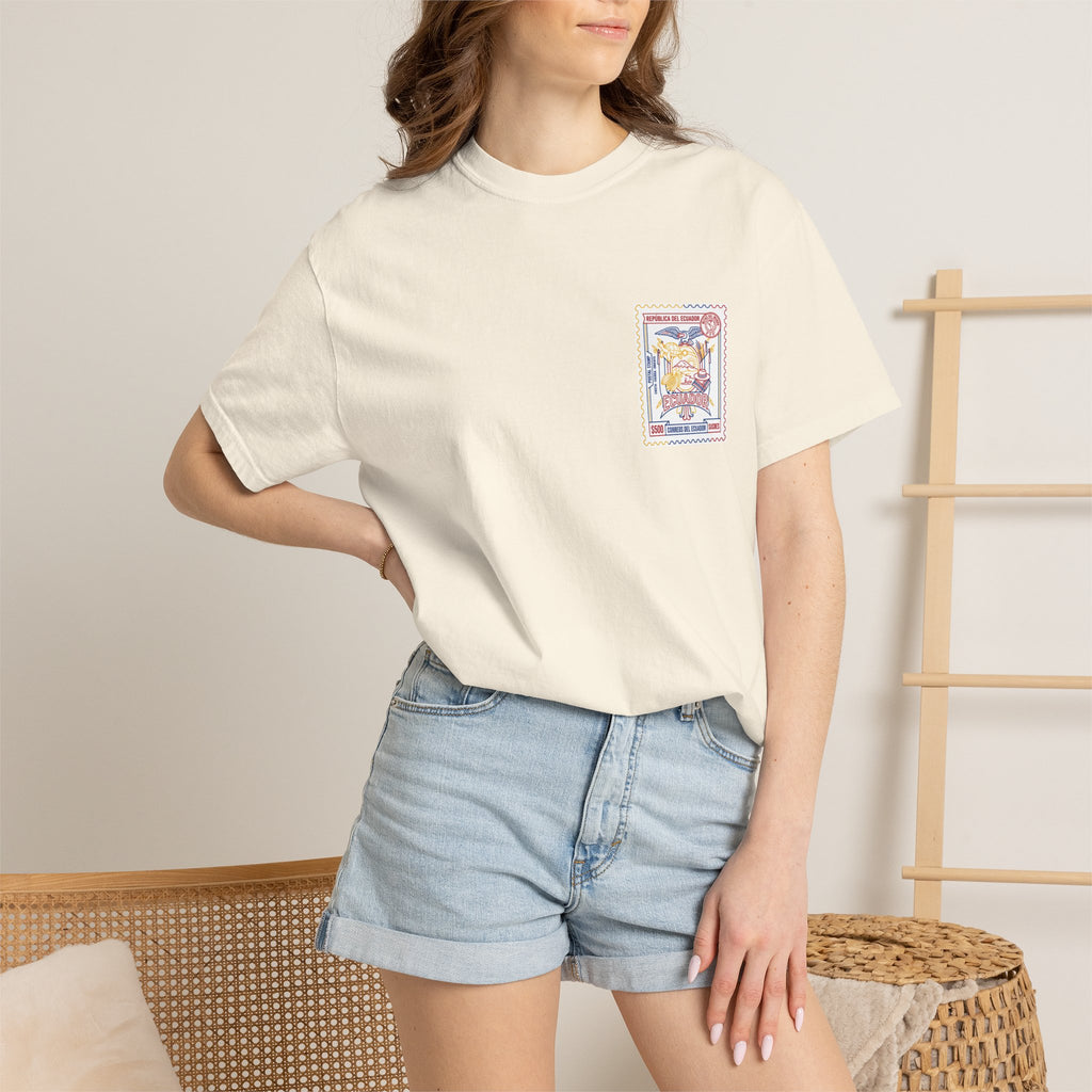 Ecuador Stamp Graphic T-Shirt — Vintage Travel Postage Design