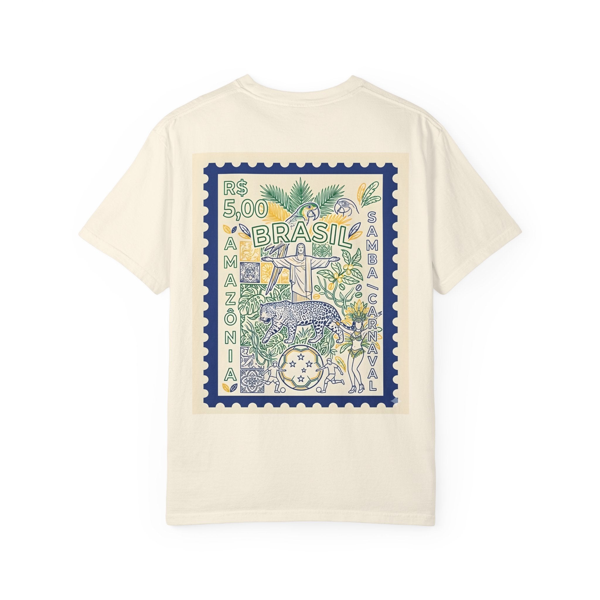Brazil Stamp Graphic T-Shirt — Amazonia Vintage Travel Design