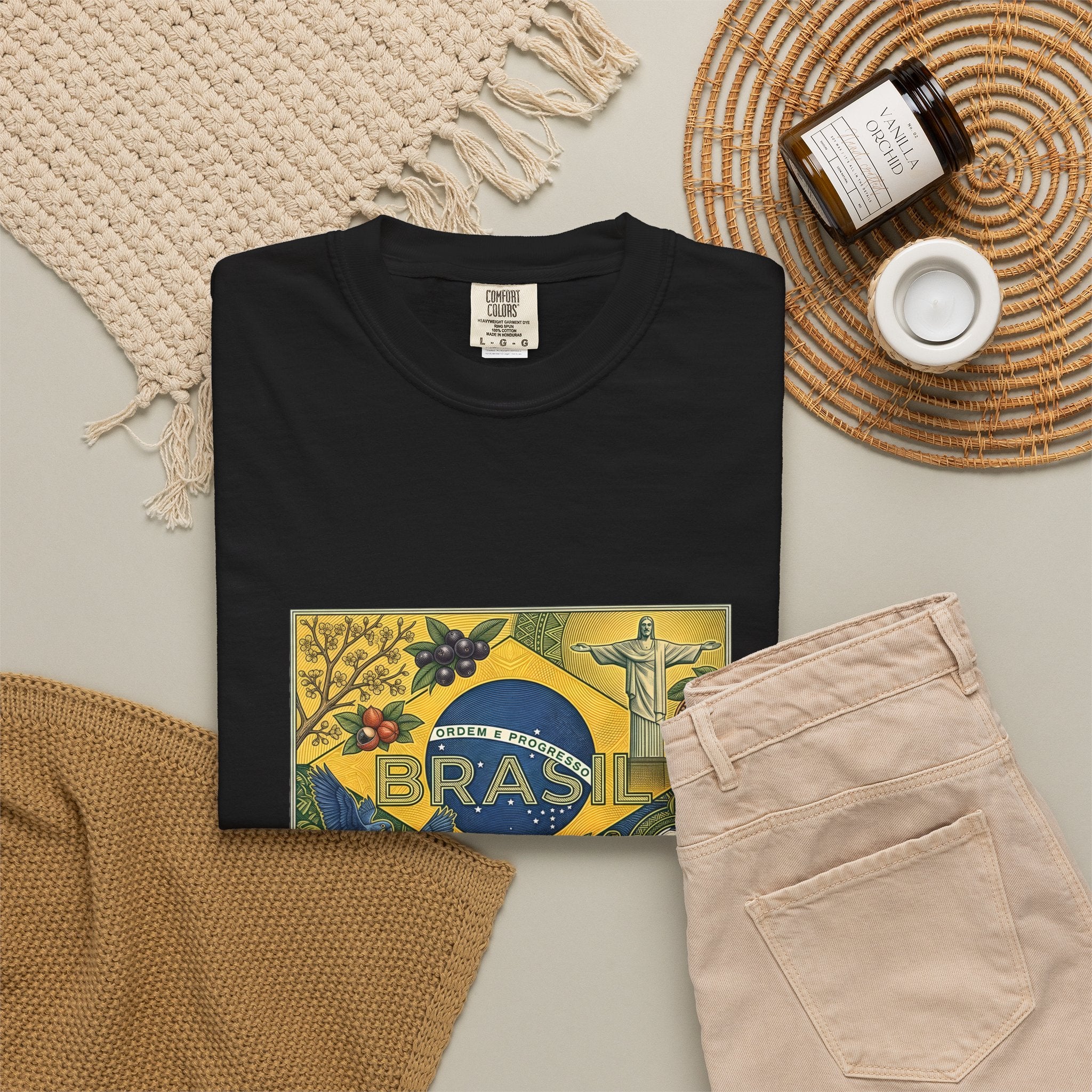 Brazil Flag Vintage Soccer T-Shirt — Brasil Graphic Tlee