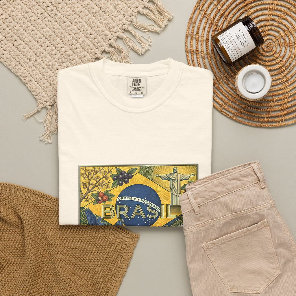 Brazil Flag Vintage Soccer T-Shirt — Brasil Graphic Tlee