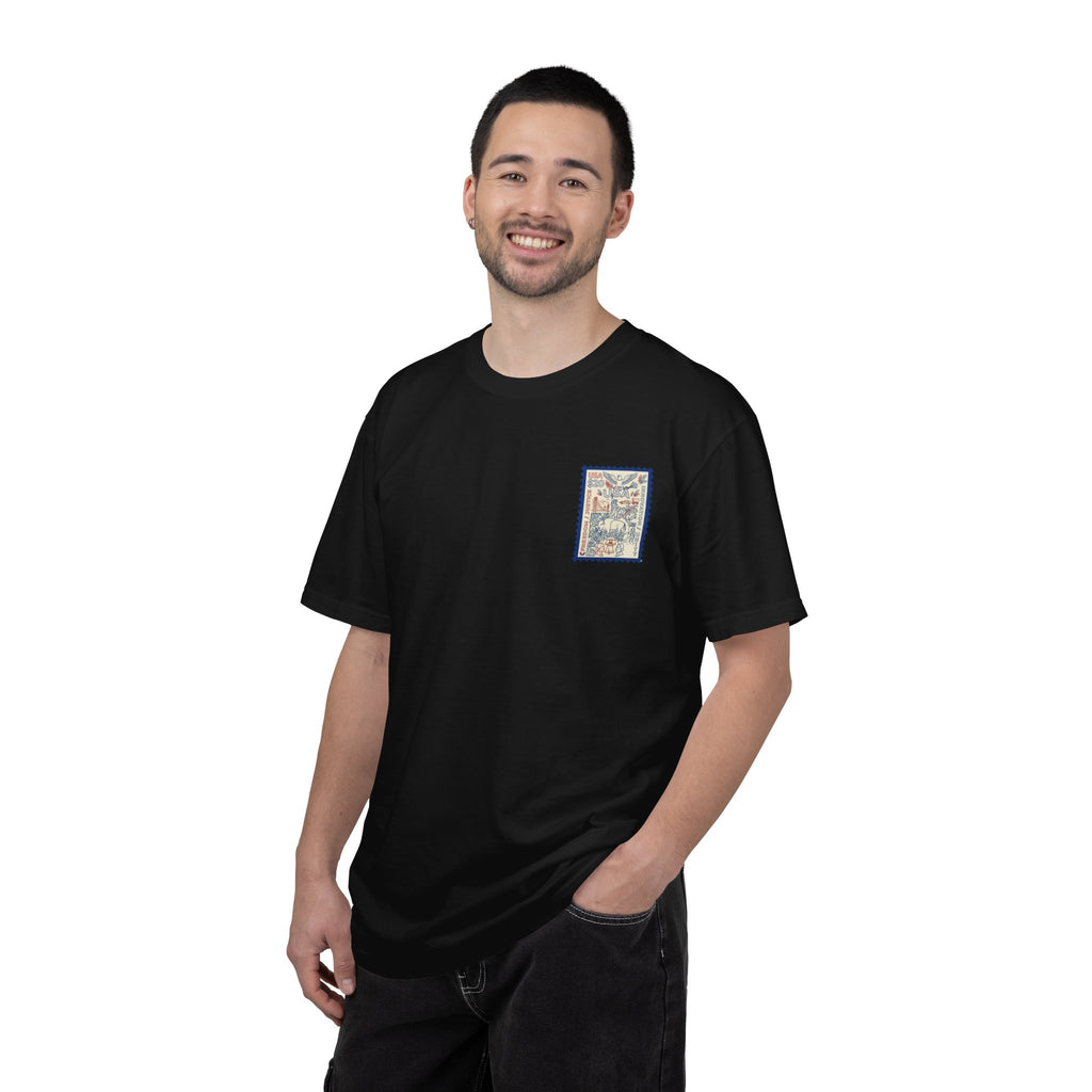 Stamp-Style USA Graphic T-Shirt — Patriotic Vintage 20 Stamp Design