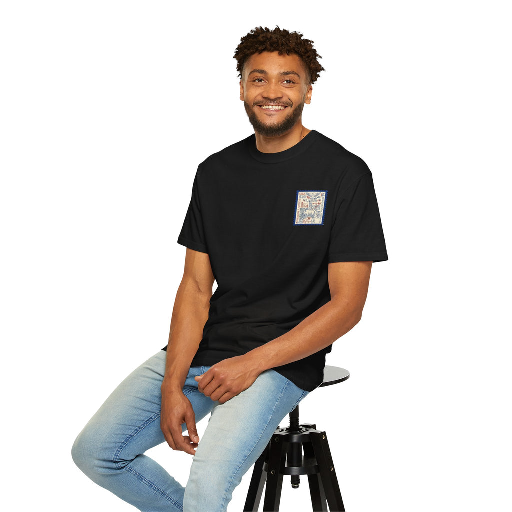 Stamp-Style USA Graphic T-Shirt — Patriotic Vintage 20 Stamp Design