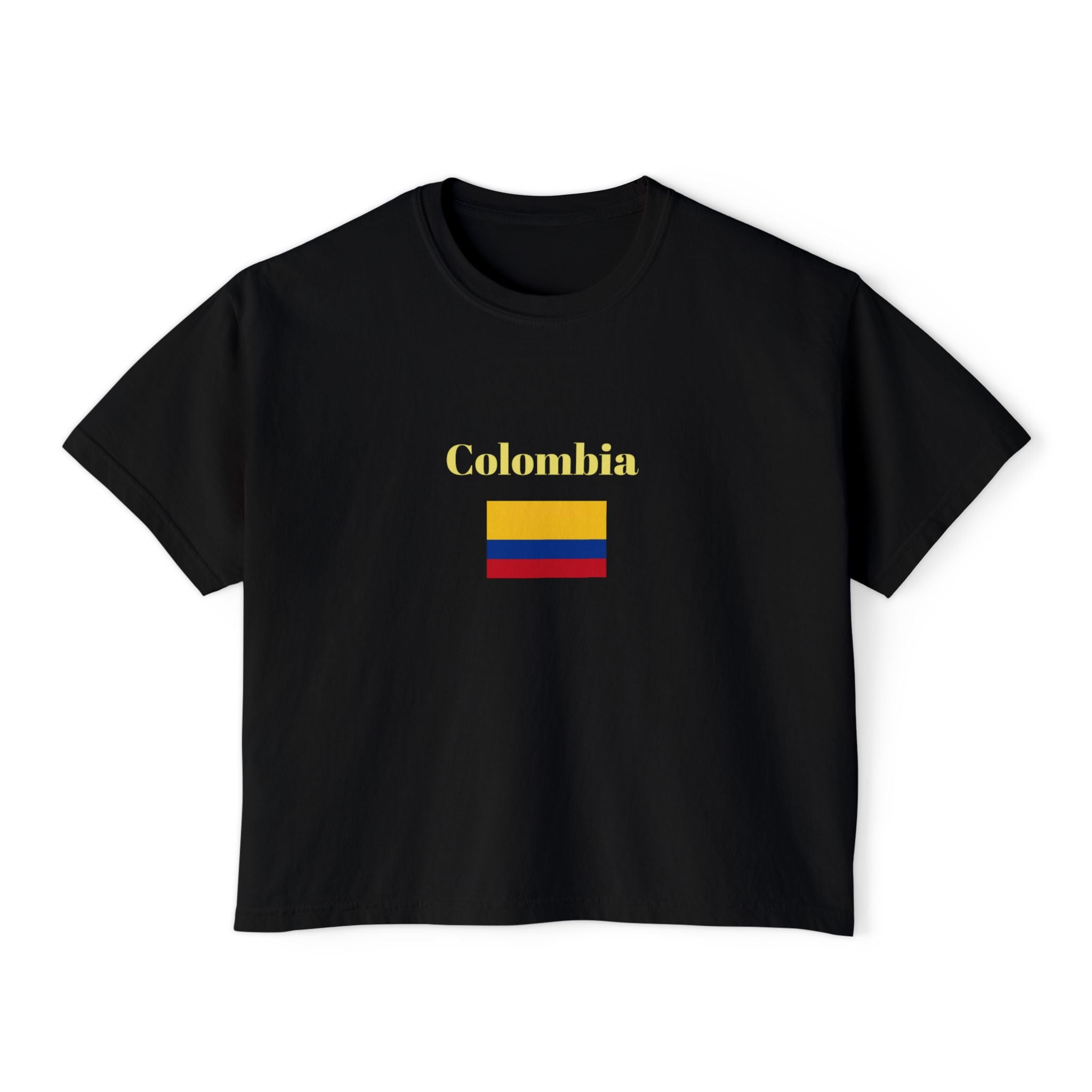 Colombia Flag Boxy Tee — 'Ser Colombiano es' List Graphic