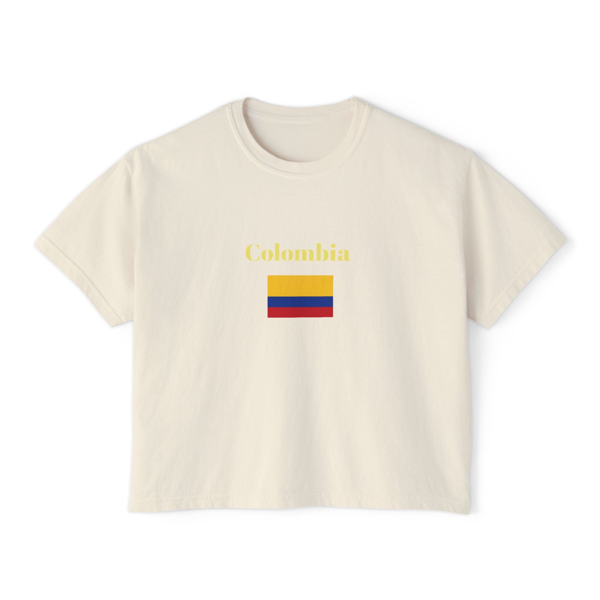 Colombia Flag Boxy Tee — 'Ser Colombiano es' List Graphic