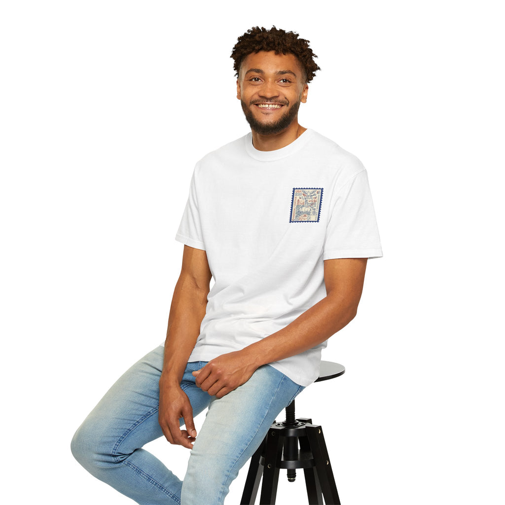 Stamp-Style USA Graphic T-Shirt — Patriotic Vintage 20 Stamp Design