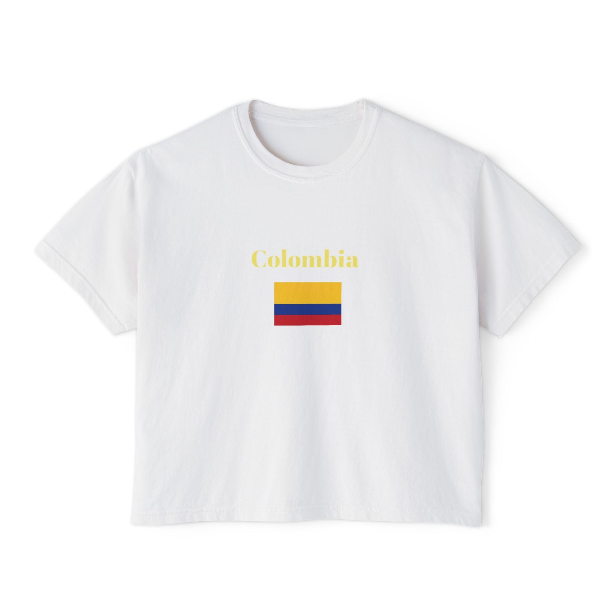 Colombia Flag Boxy Tee — 'Ser Colombiano es' List Graphic
