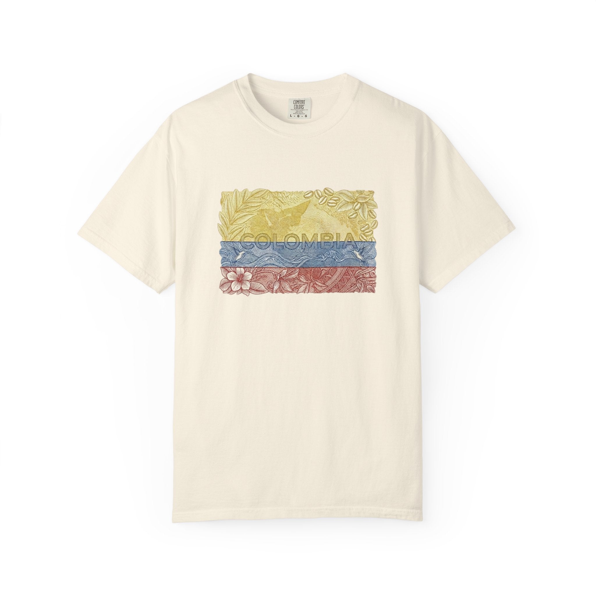 T-Shirt — COLOMBIAN Flag Floral Graphic (Yellow Blue Red)
