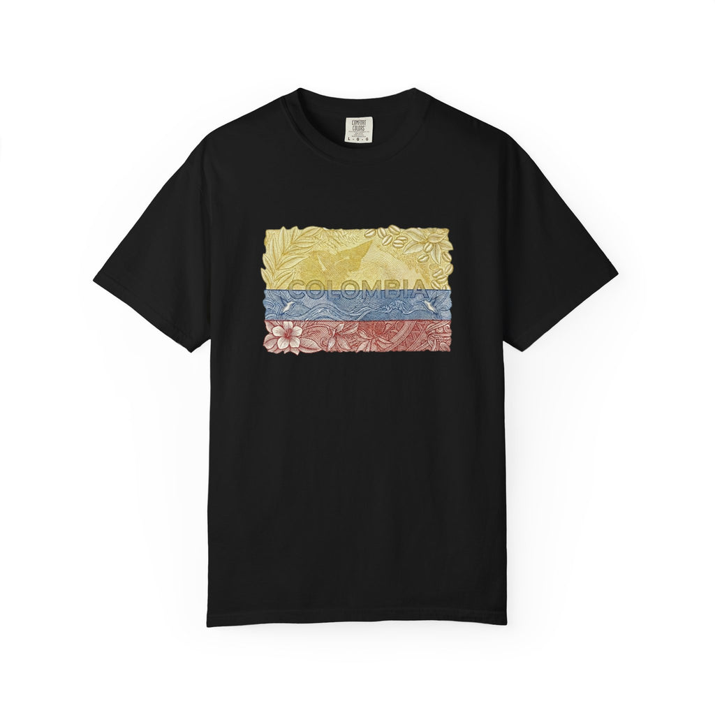T-Shirt — COLOMBIAN Flag Floral Graphic (Yellow Blue Red)