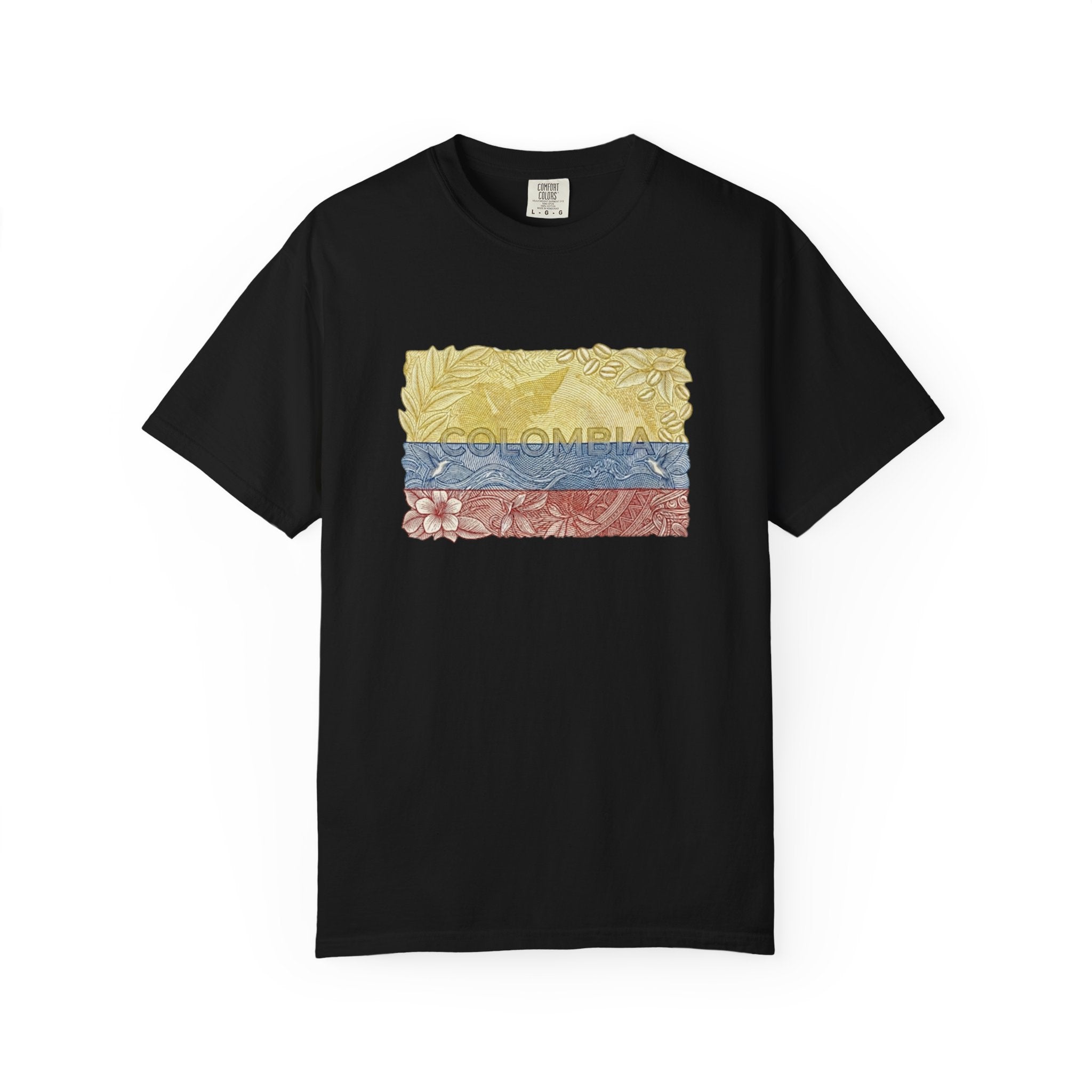 T-Shirt — COLOMBIAN Flag Floral Graphic (Yellow Blue Red)