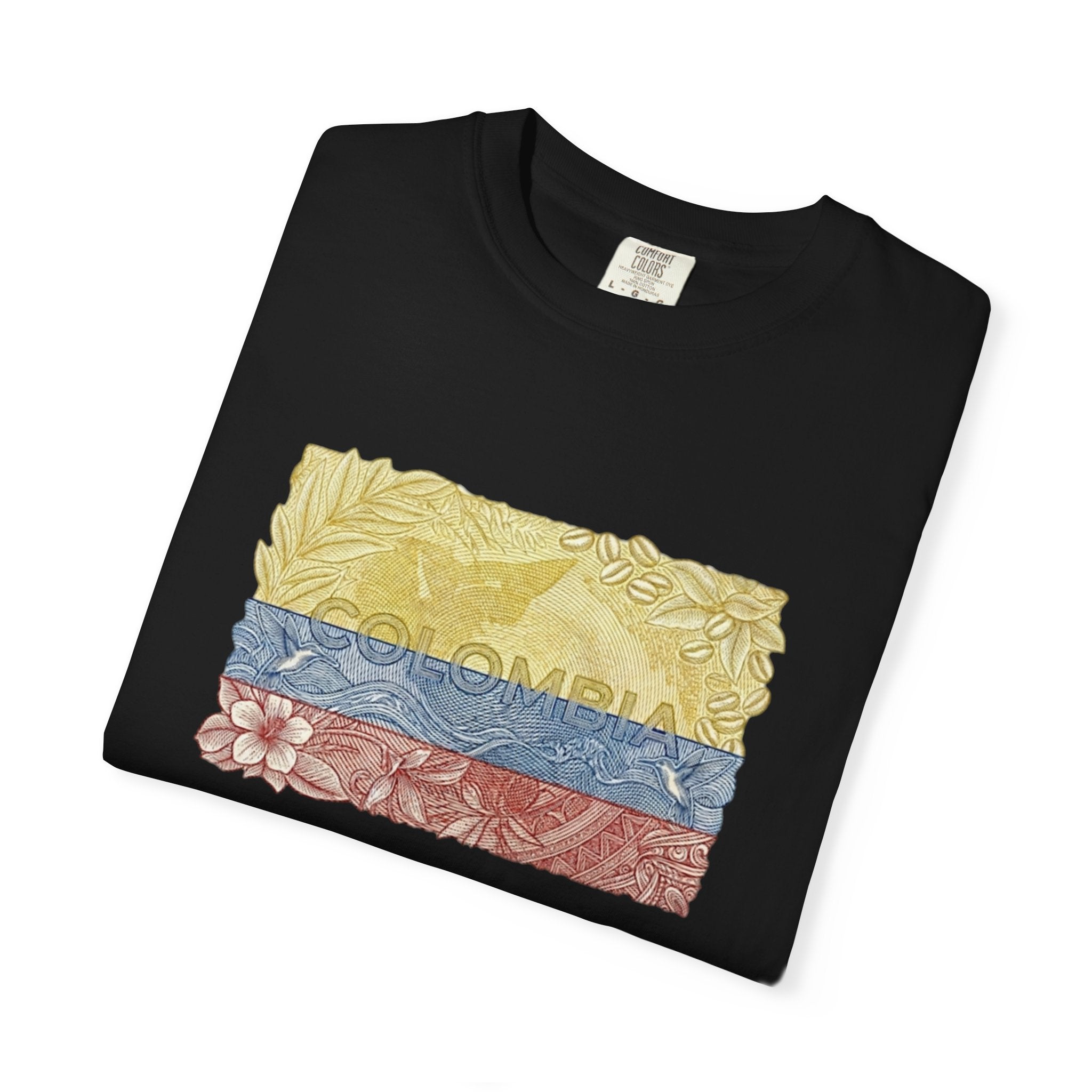 T-Shirt — COLOMBIAN Flag Floral Graphic (Yellow Blue Red)