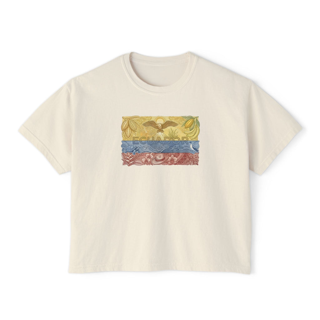 Boxy Tee — Floral Ecuador Flag Graphic