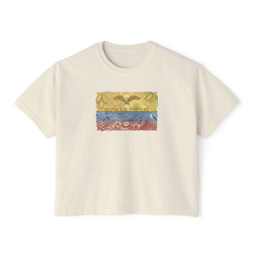 Boxy Tee — Floral Ecuador Flag Graphic