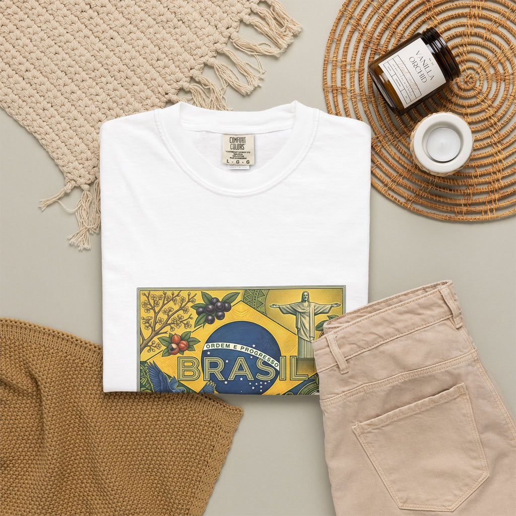 Brazil Flag Vintage Soccer T-Shirt — Brasil Graphic Tlee