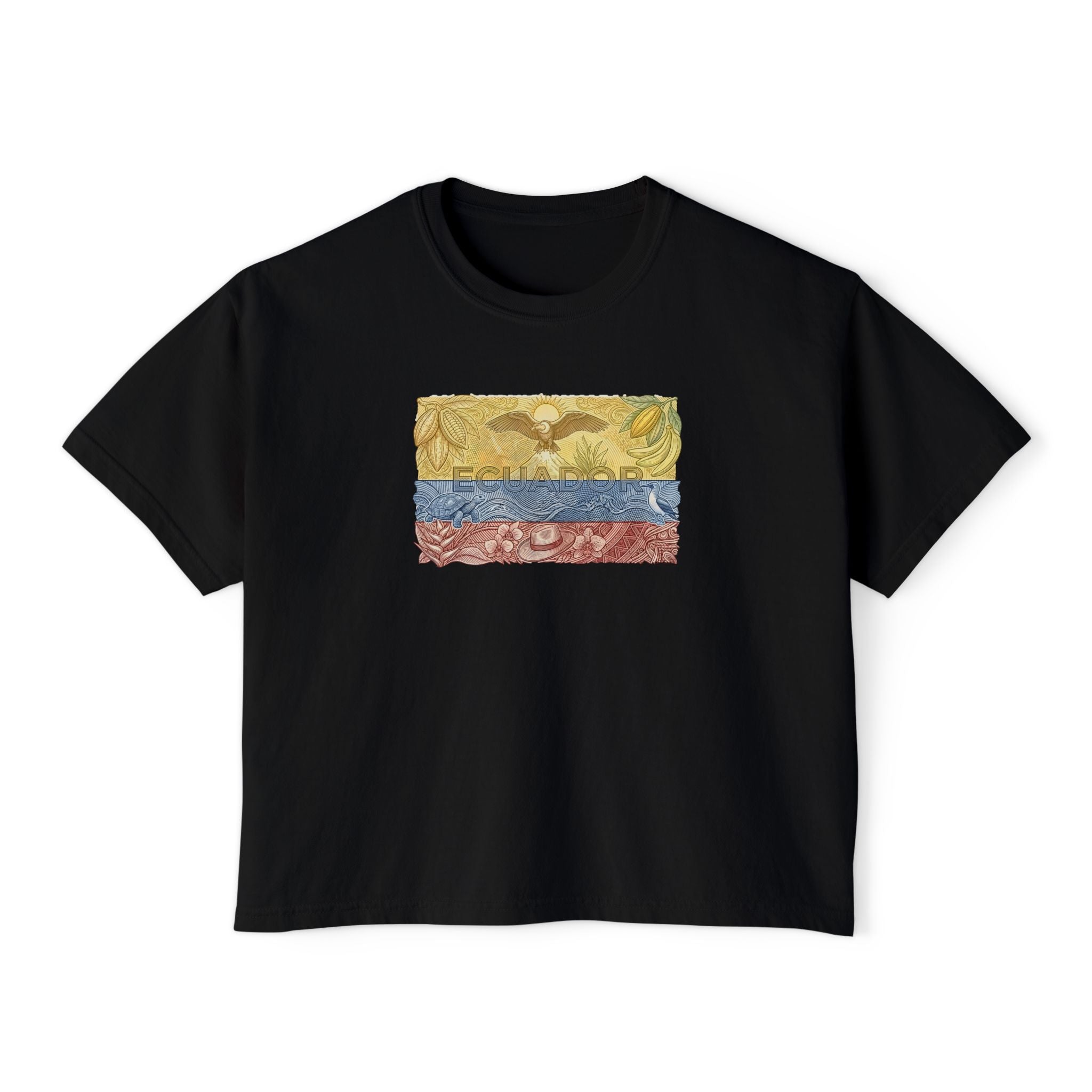 Boxy Tee — Floral Ecuador Flag Graphic