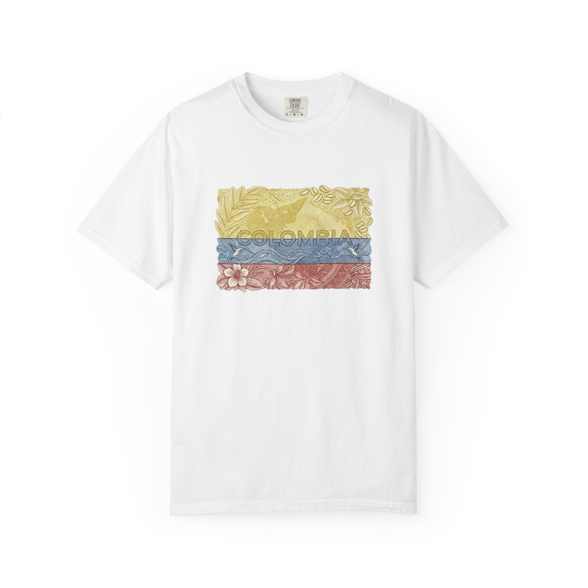 T-Shirt — COLOMBIAN Flag Floral Graphic (Yellow Blue Red)
