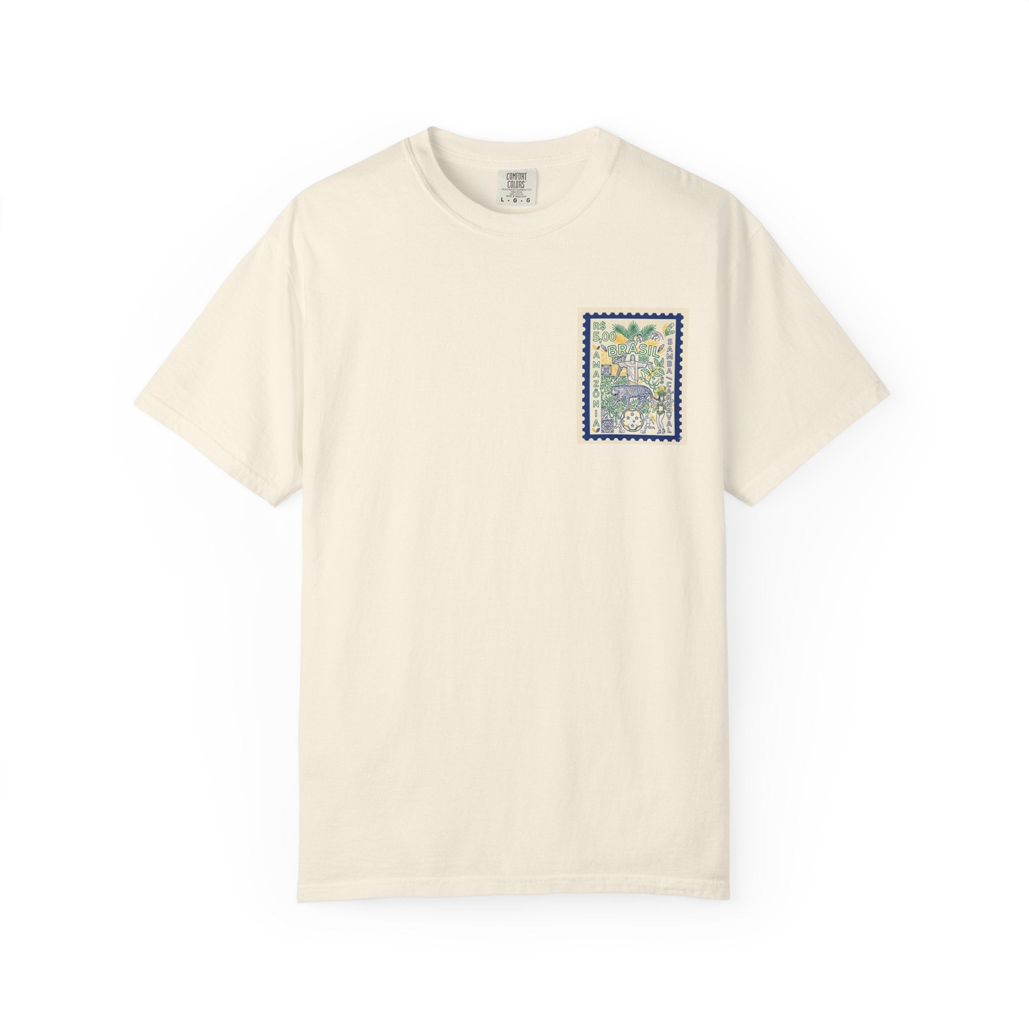 Brazil Stamp Graphic T-Shirt — Amazonia Vintage Travel Design
