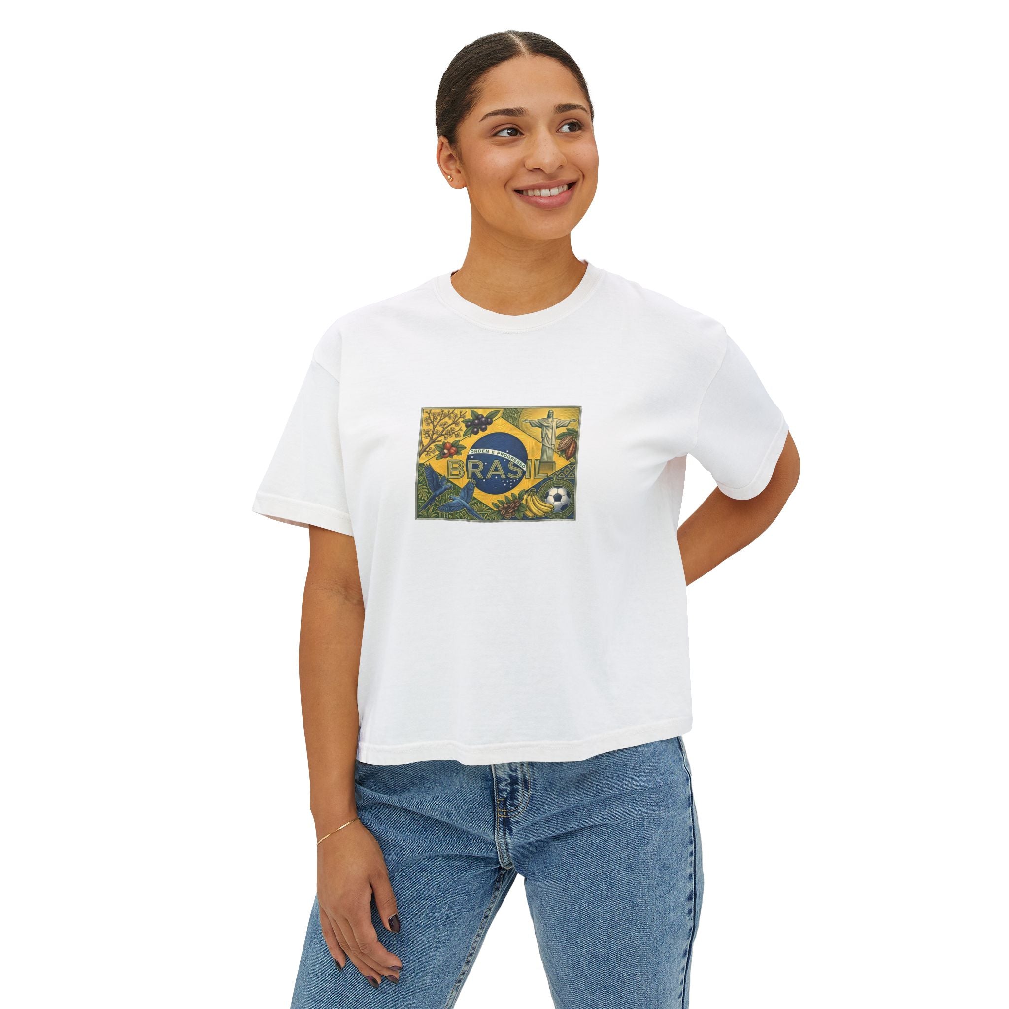 Brazil Soccer Pride Boxy Tee — Women's Casual Football Fan Shirt