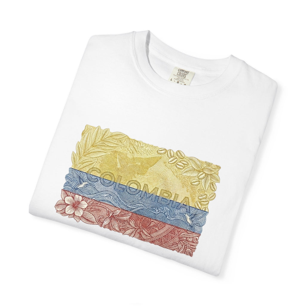 T-Shirt — COLOMBIAN Flag Floral Graphic (Yellow Blue Red)
