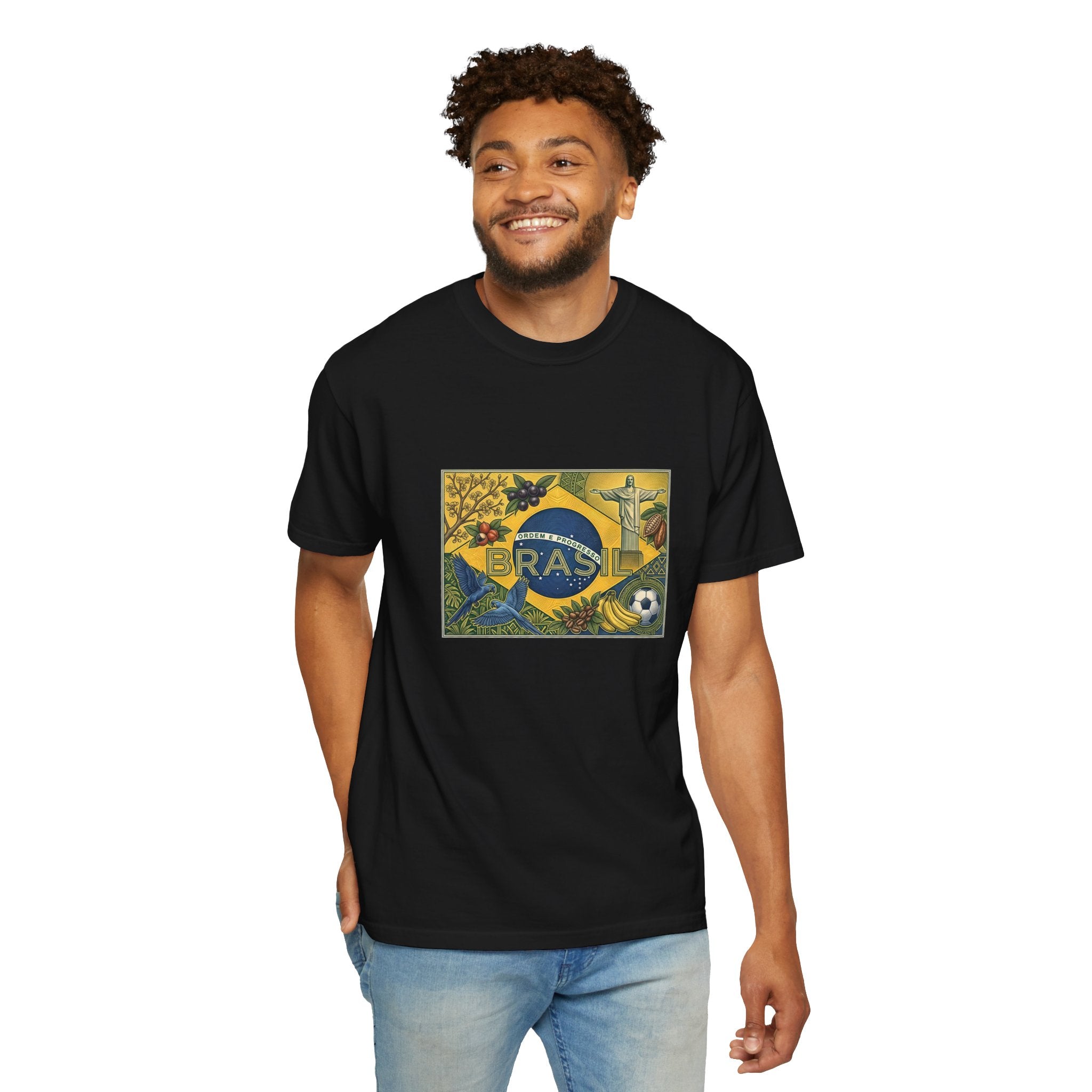 Brazil Flag Vintage Soccer T-Shirt — Brasil Graphic Tlee