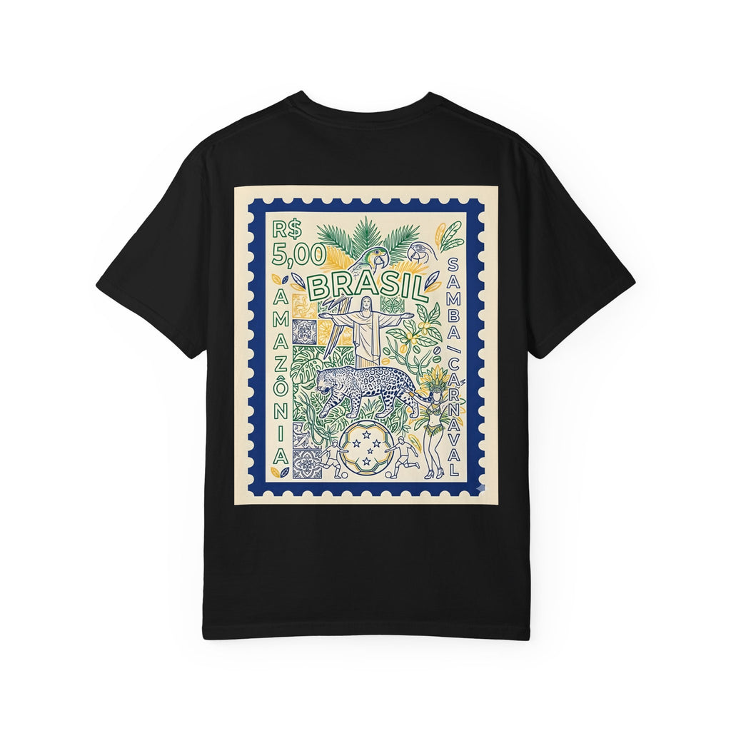 Brazil Stamp Graphic T-Shirt — Amazonia Vintage Travel Design