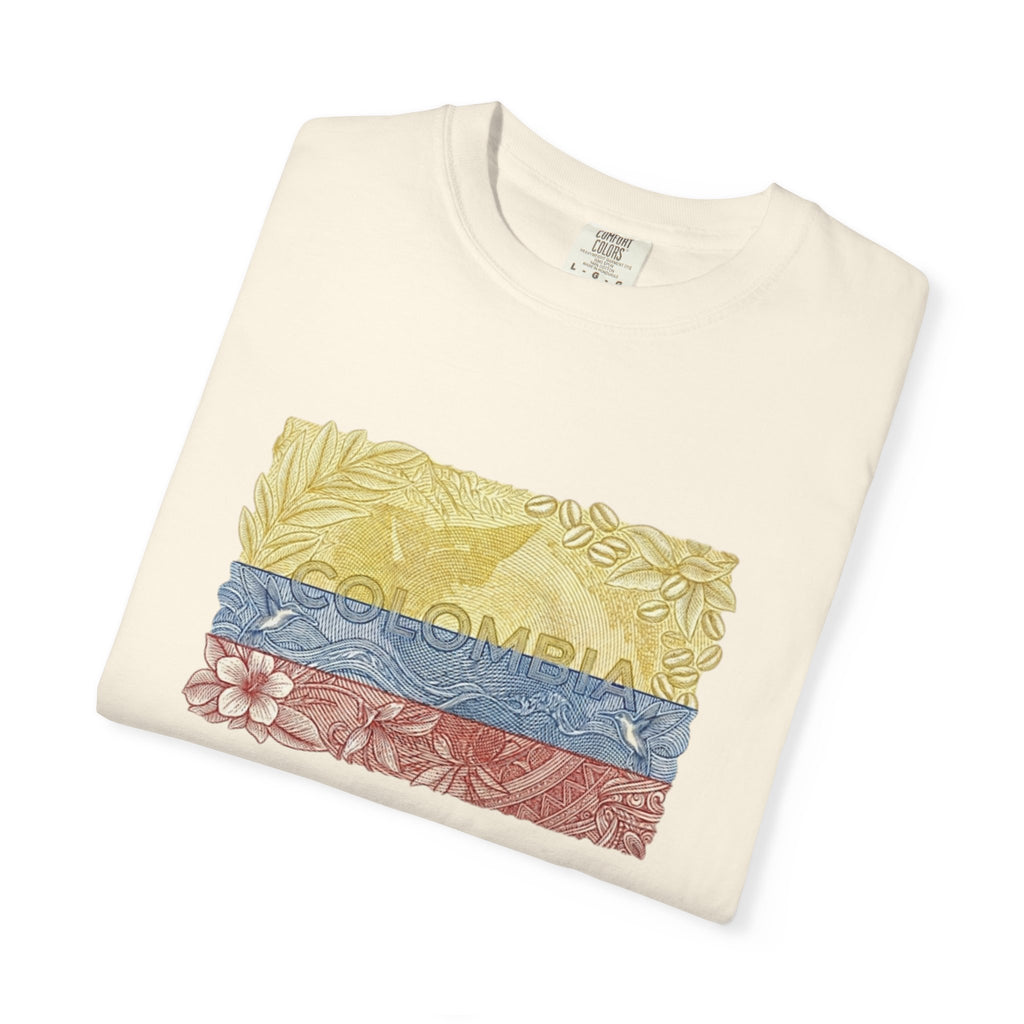 T-Shirt — COLOMBIAN Flag Floral Graphic (Yellow Blue Red)