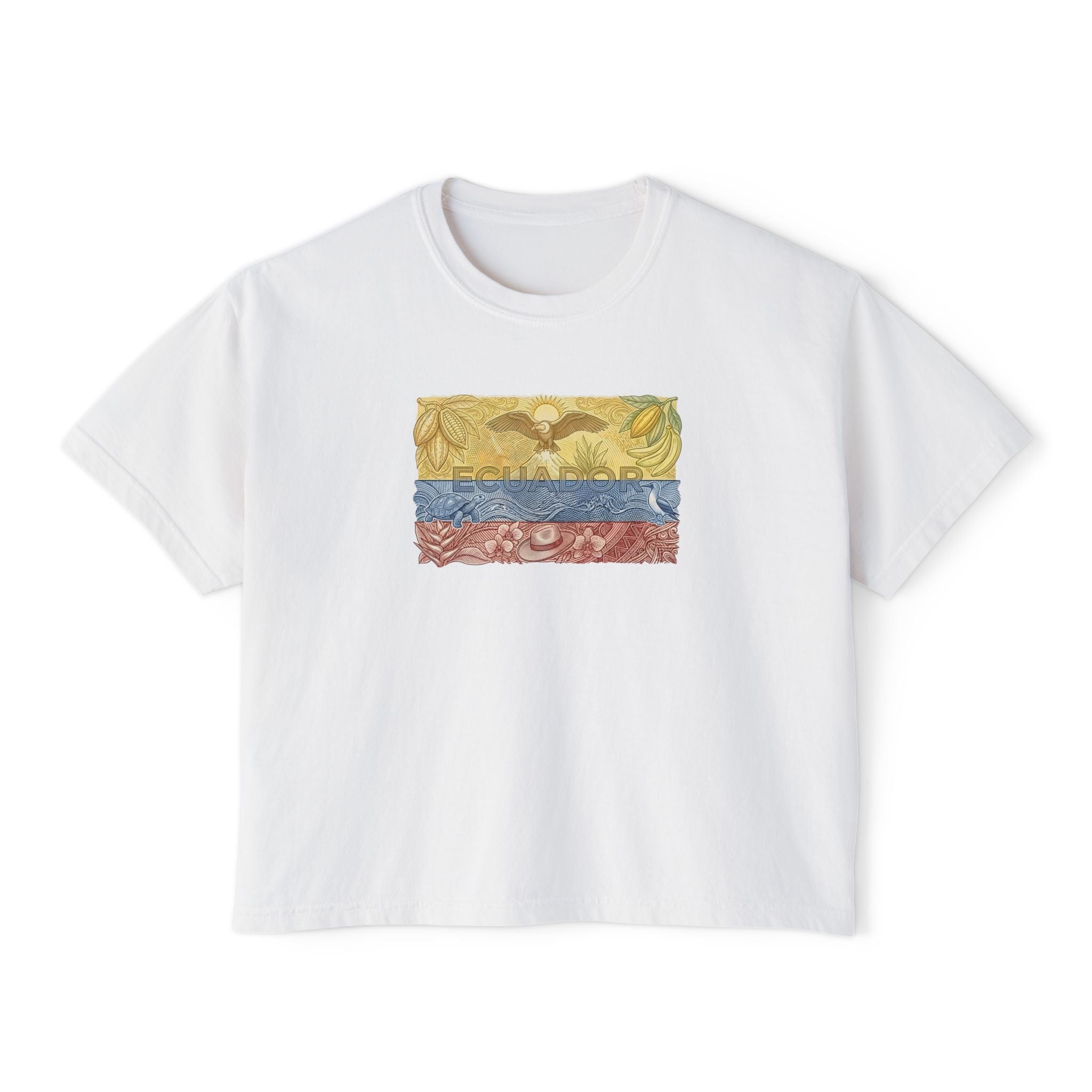 Boxy Tee — Floral Ecuador Flag Graphic