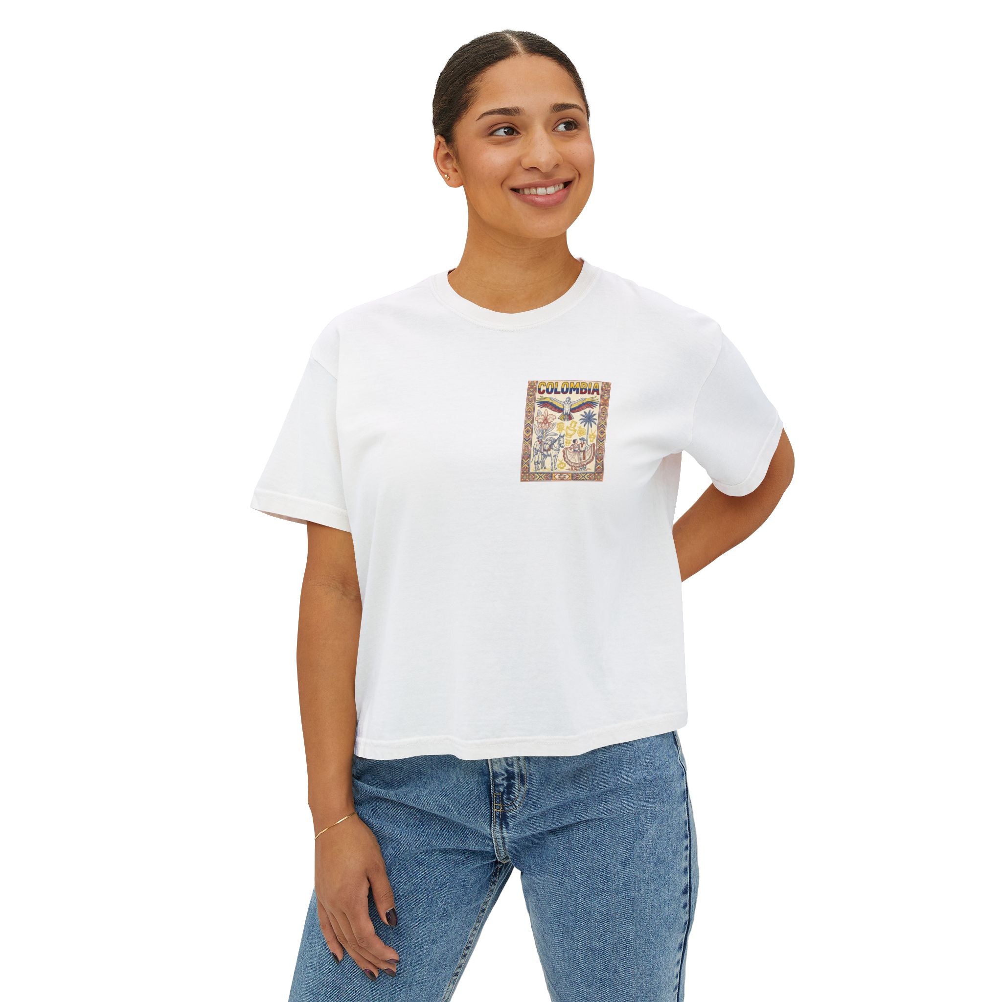 Colombia Vintage Postcard Boxy Tee