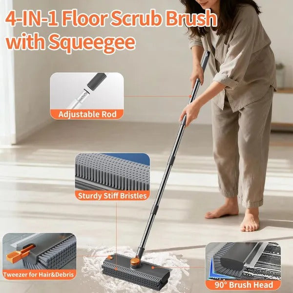 3-in-1 Long Handle Scrub Brush with Squeegee
